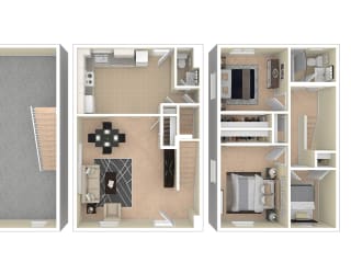 Brookville 3 Bedroom Townhome B Floor Plan