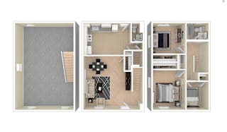 Brookville 3 Bedroom Townhome B Floor Plan