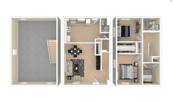 Brookville 3 Bedroom Townhome B Floor Plan