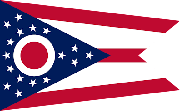 A flag with a circle and stars on it.