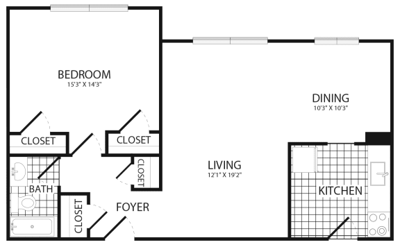 Floor Plan  1 bedroom 1 bath