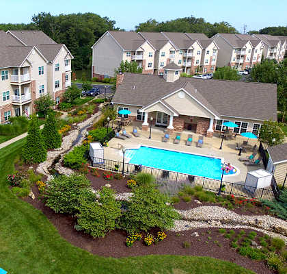 Aerial Pool View at Villas At Crystal Lake, Swansea, 62226