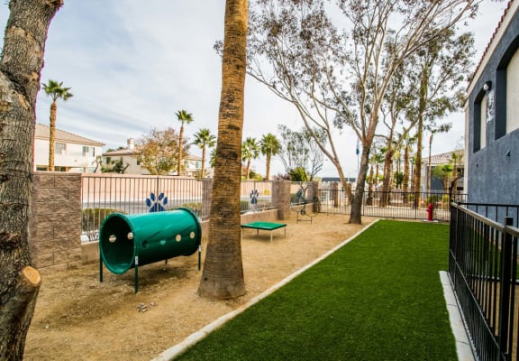 our apartments showcase a dog park with kennel and agility course