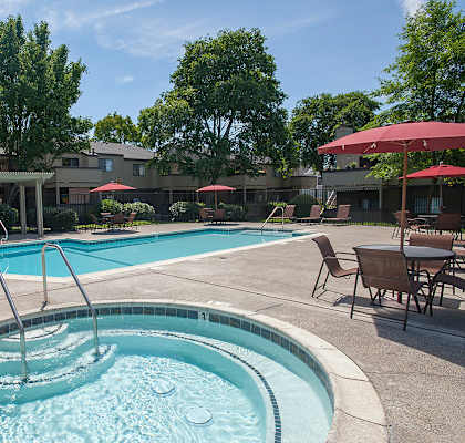 Swimming Pool Area at Sierra Glen Apartments, California, 95621