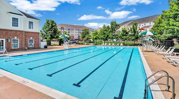 the swimming pool at the preserve apartments