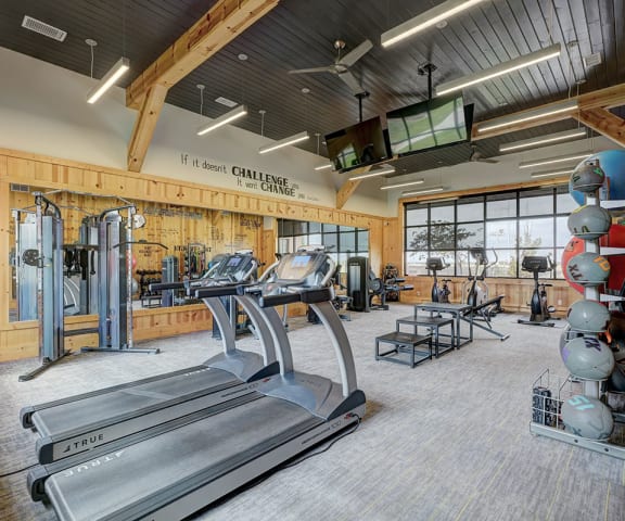 the gym is equipped with treadmills and other gym equipment
