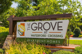 Entrance sign of Grove at Waterford Crossing