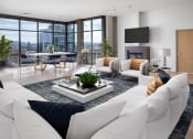 Thumbnail 9 of 17 - Living Room With TV at The Wyatt, Oregon, 97209