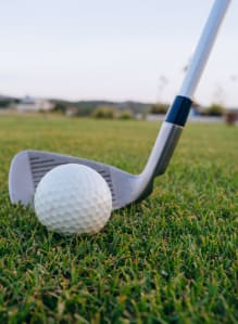 a golf club and a ball on the grass at The Villages Apartment of Bayan Grove in Boynton Beach, FL