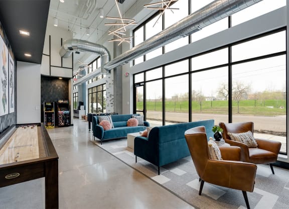 Entertainment space with games and chairs