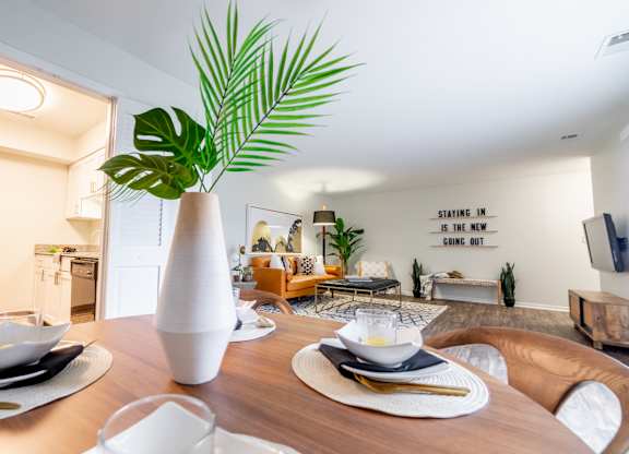 Dining Table With Dishes at Governor Square Apartments, Carmel