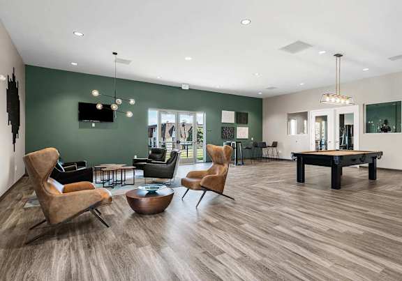 Renovated clubhouse at Trailgrove Apartments in Denver, CO with flexible space for resident activities