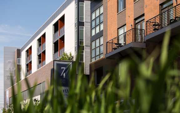 Building exterior with Balcony at 747 Apartments, Indianapolis