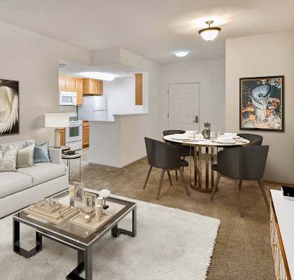 Living Room With Dining Area at Valencia at Gale Ranch, California, 94582