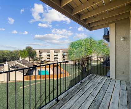 Balcony with view at Cloverset Active Adult Apartments, Kansas City, 64114