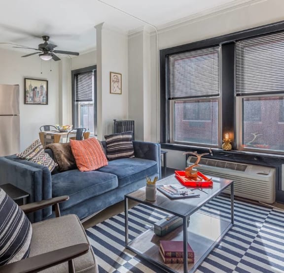 The Edison apartments open-concept kitchen & living room