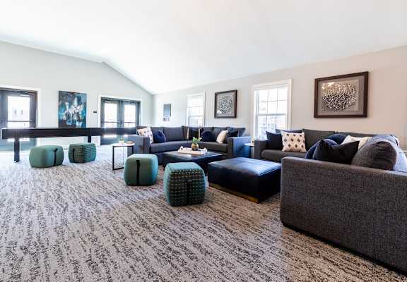 Lounge space in clubhouse at Governor Square Apartments, IN, 46032
