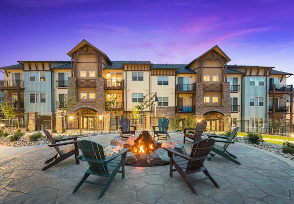 Fireplace Sitting Area at Montane, Parker, CO, 80134