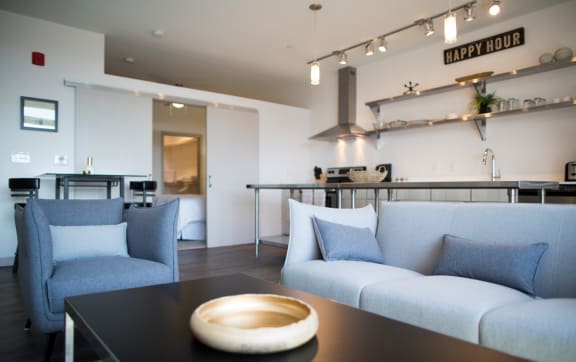 Living room at 747 Apartments, Indianapolis, Indiana