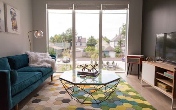Living room at Pinnex, Indianapolis, IN, 46203