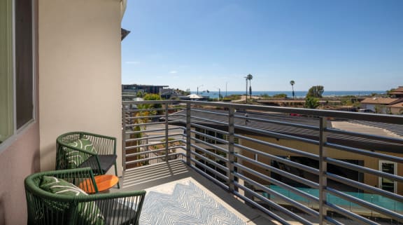 Ocean view from the balcony of a Triton Encinitas apartment in Encinitas, CA