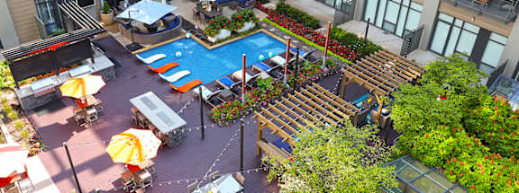 Aerial Courtyard View at The Laurel Apartments, Saint Louis, MO