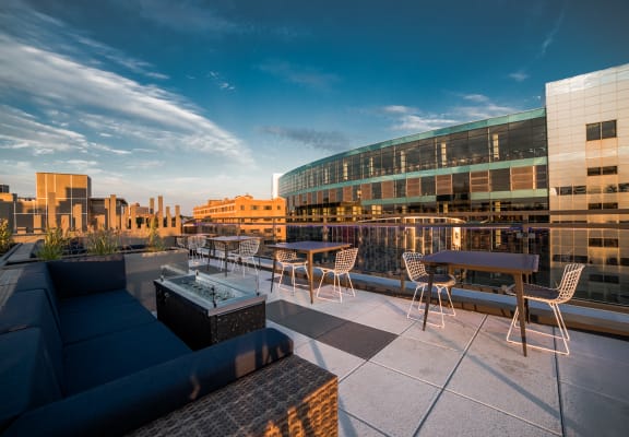 Rooftop terrace at The Congress at Library Square, Indianapolis, Indiana