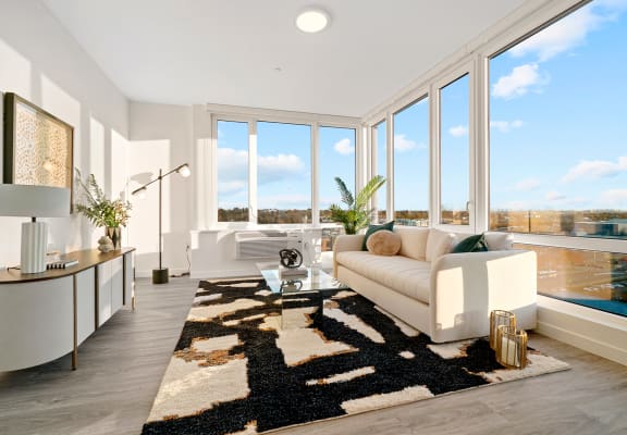 Floor-to-ceiling panoramic windows at The Brick of Hackensack, New Jersey, 07601