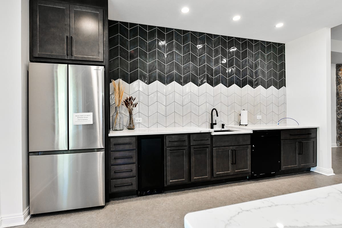 Lakeside Village Apartment Homes clubhouse kitchen and island - Lincoln, NE