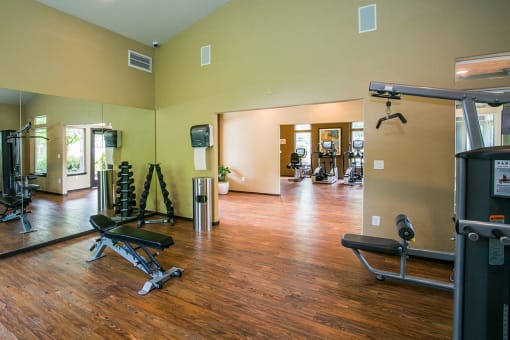 Fitness Center Gym with Free Weights at Vancouver WA Apartments near Portland