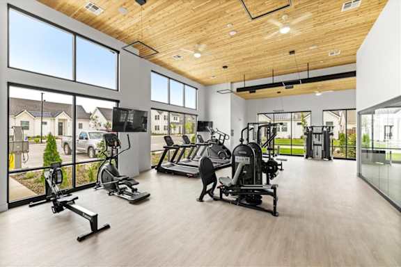 Gym with treadmills and other fitness equipments at Alante Homes at Spring Run, Caldwell, Idaho