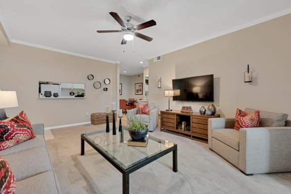 Carpeted Living Room in 1, 2, 3 Bedroom Apartments Albuquerque