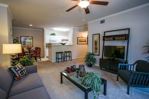 Spacious Living Room with Crown Molding at Luxury Apartments Fairfield CA