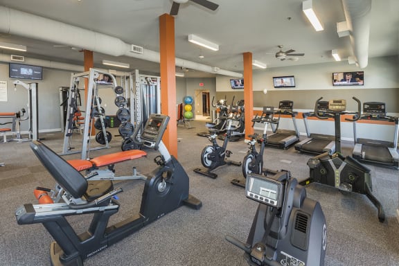 Gym at 3 Bedroom Apartments Near Promenade Shops at Briargate Colorado Springs