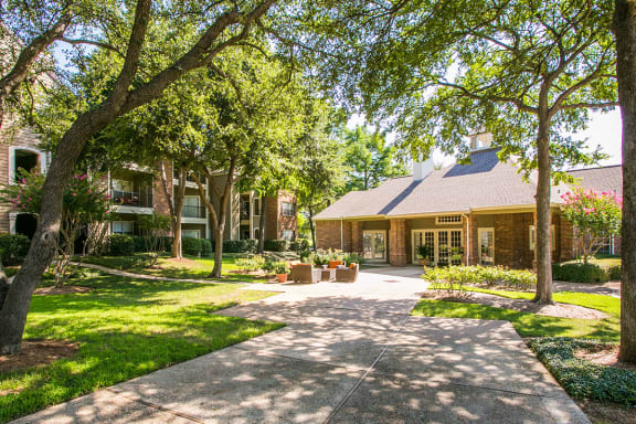 Outside of resident clubhouse at apartments near Dallas