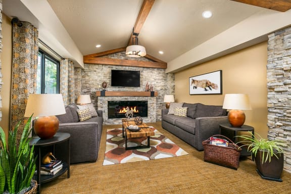 Resident Clubhouse with Fireplace at Salt Lake City 1 and 2 Bedroom Apartments