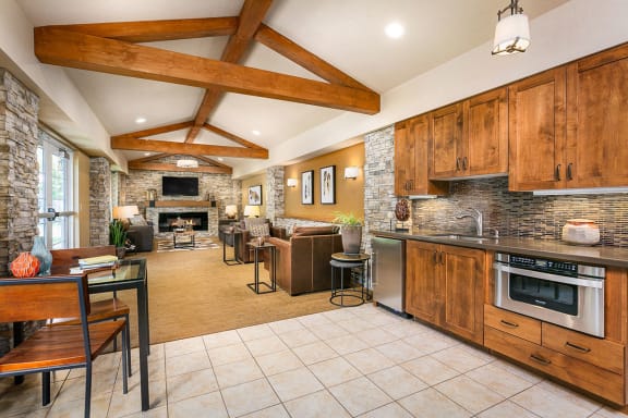 Clubhouse Kitchen at Salt Lake City Apartments Near TRAX Light Rail