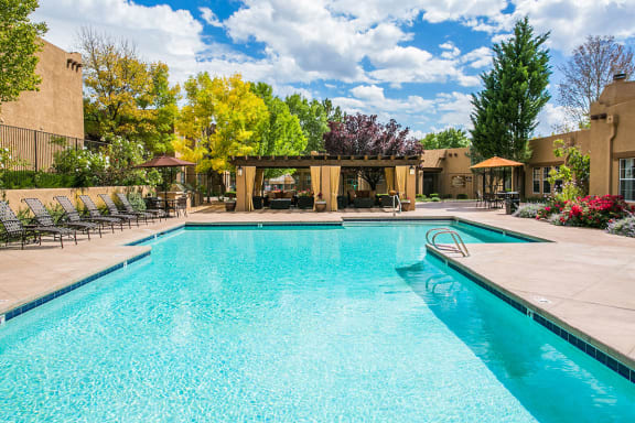 Pool Sundeck and Lounge at Santa Fe Rentals with Pools