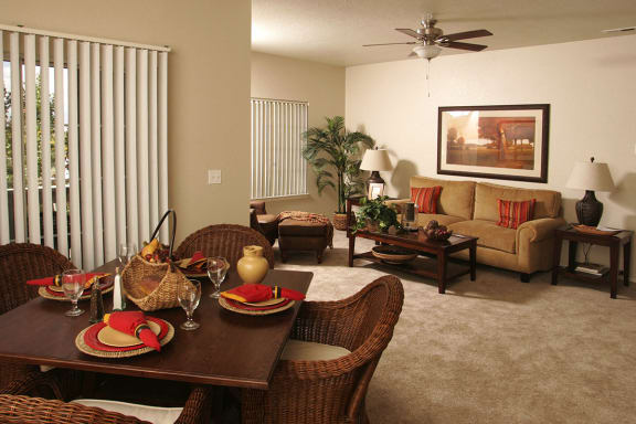 Model Living Room with Dining Area at Wasatch Apartments Utah