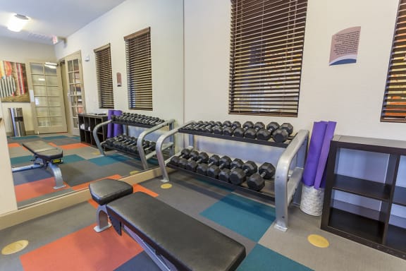 Free Weights at Solaire Apartments in Brighton, CO