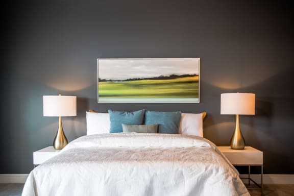 Master Bedroom in Luxury Penthouse at Quarry at River North Apartments, Indianapolis, IN