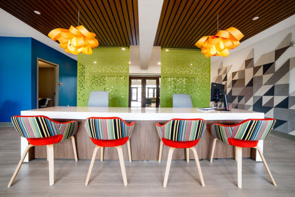 Colorfully Striped Seating Clubhouse  at Mosaic at Levis Commons, Perrysburg, 43551