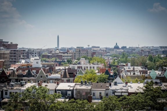 a cityscape of a city with a tall building in the background at Reed Row, Washington