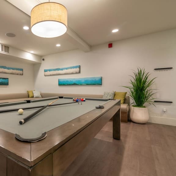 Clubhouse with Pool Table at Towne at Glendale, Glendale, California