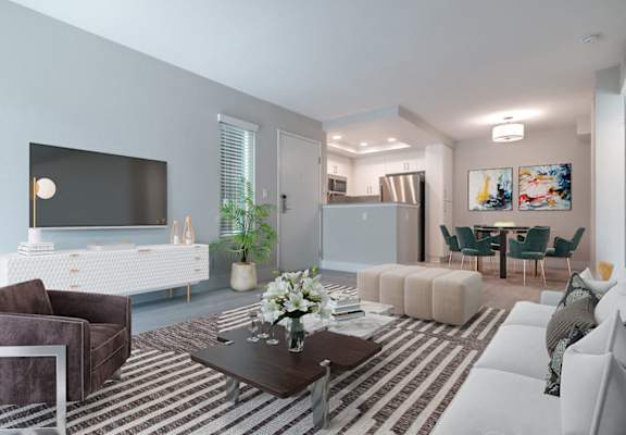 a living room filled with furniture and a flat screen tv