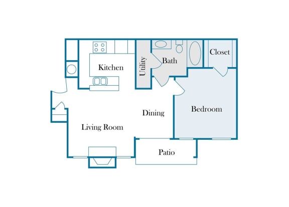 Swift Creek Commons A1 2D floor plan 1 bedroom