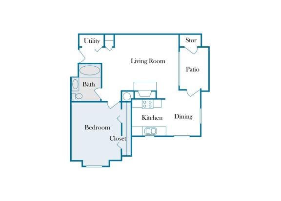 Swift Creek Commons A2 2D floor plan 1 bedroom