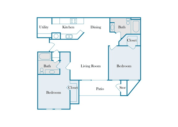 Swift Creek Commons B1 2D floor plan 2 bedroom