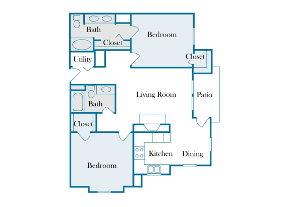 Swift Creek Commons B2 2D floor plan 2 bedroom