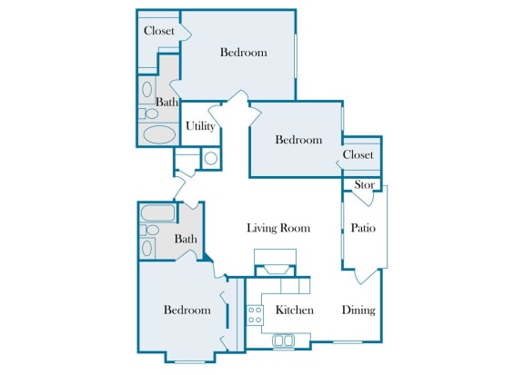 Swift Creek Commons C1 2D floor plan 3 bedroom